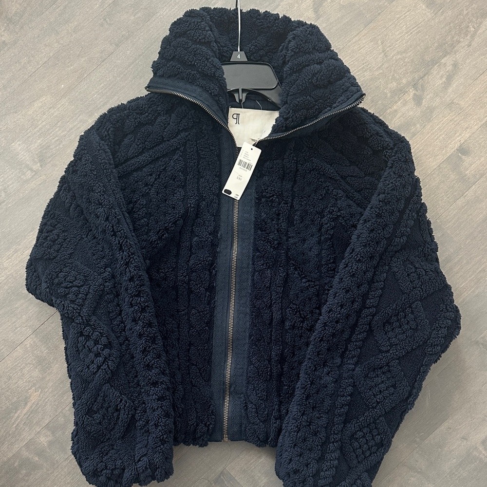 Anthropologie navy fleece jacket.  NWT!